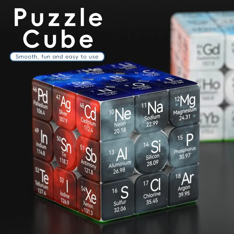 The Periodic Table Cube, Speed Cube, Puzzle Cube Toy, 3x3 Chemical Elements Cube, 3x3x3 Magic Puzzle Cube, Fun, Entertainment