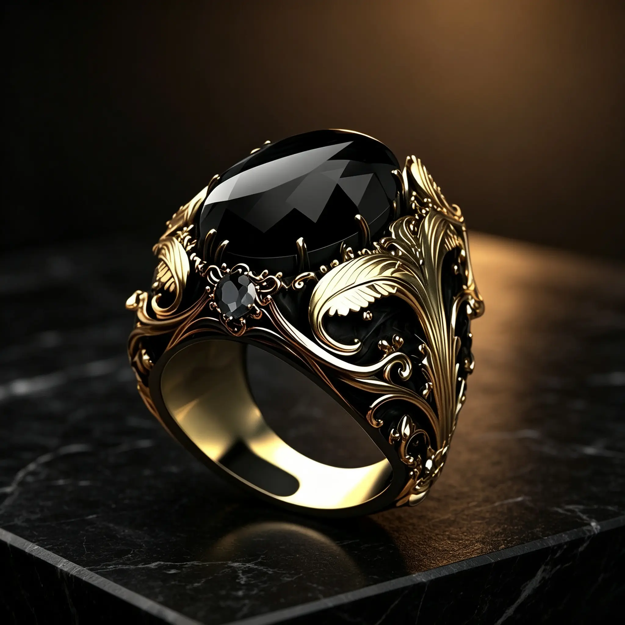 Vintage Men's Ring with Black Oval Artificial Hinestones, Copper Craftsmanship, Retro Golden Finish, Daily Casual Single Ring, Ideal Jewelry Gift for Both Men and Women Marquise Cut Ring