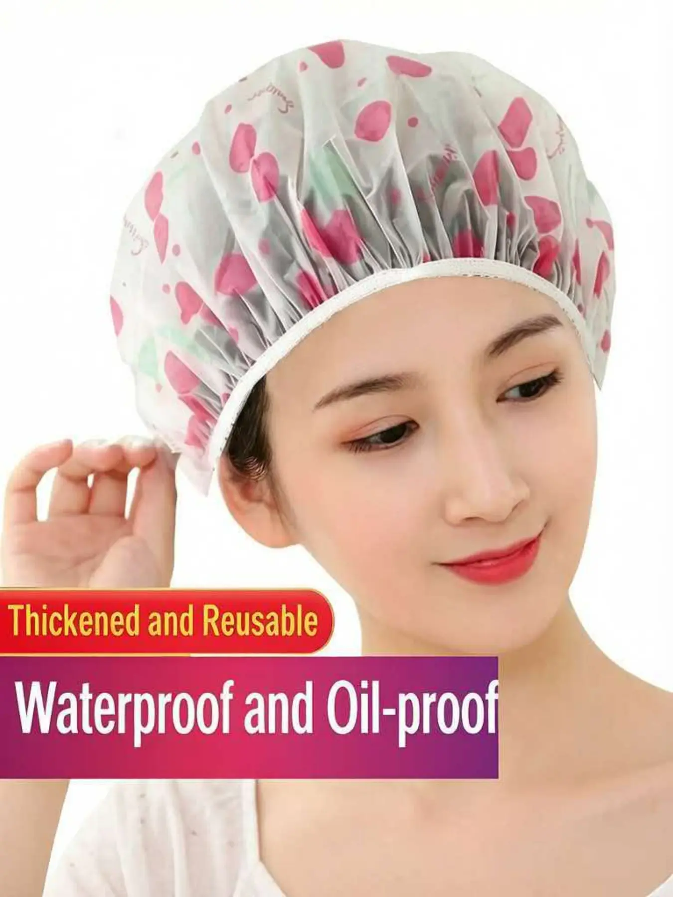 2-Pack Thick Waterproof Bath Caps, Shower Plastic Head Covers, Kitchen Smokeproof Hats, Women's Hair Protection, Bathroom Essentials