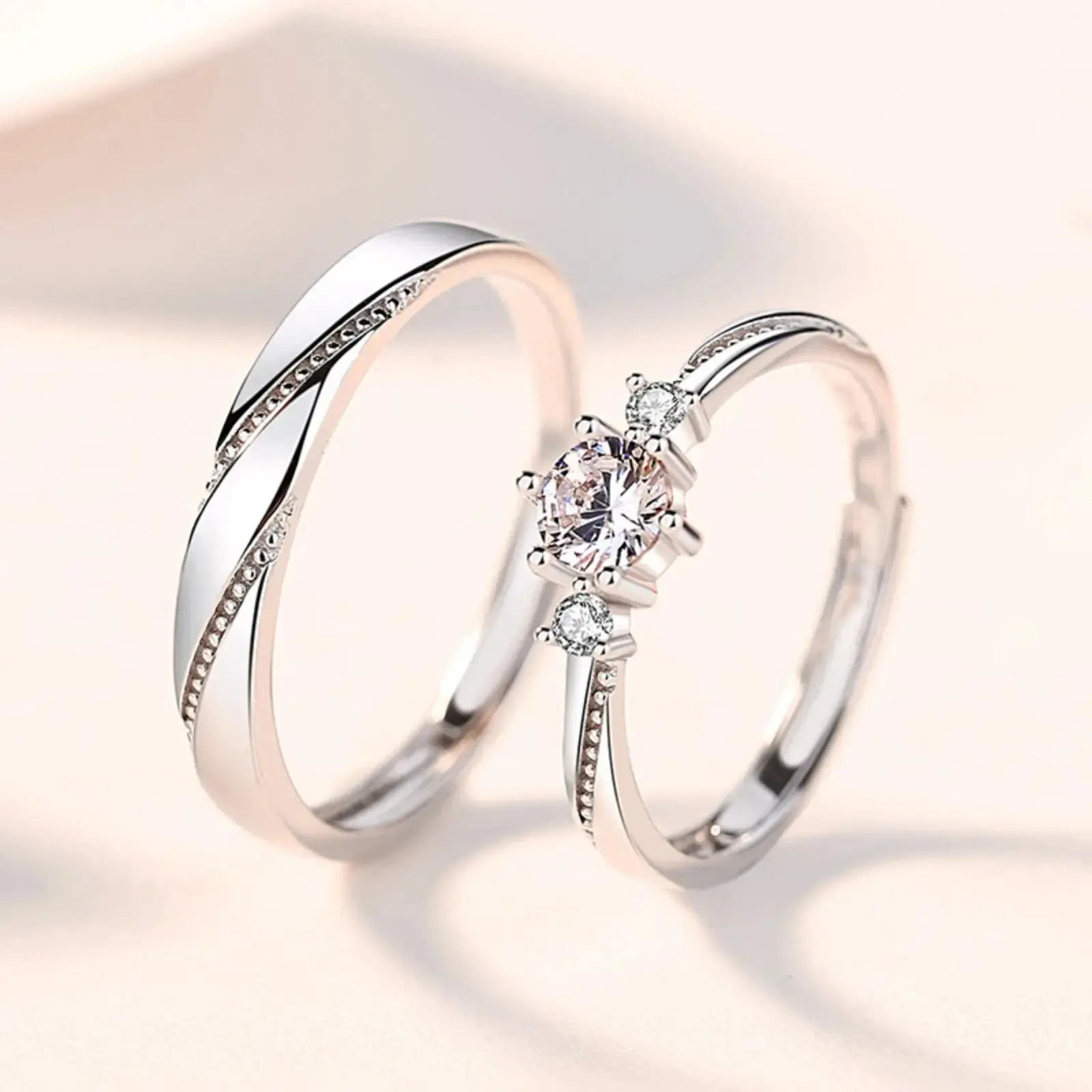 Love at first sight ring for men and women, a pair of versatile niche fresh open rings, fashionable and simple couple ring gifts