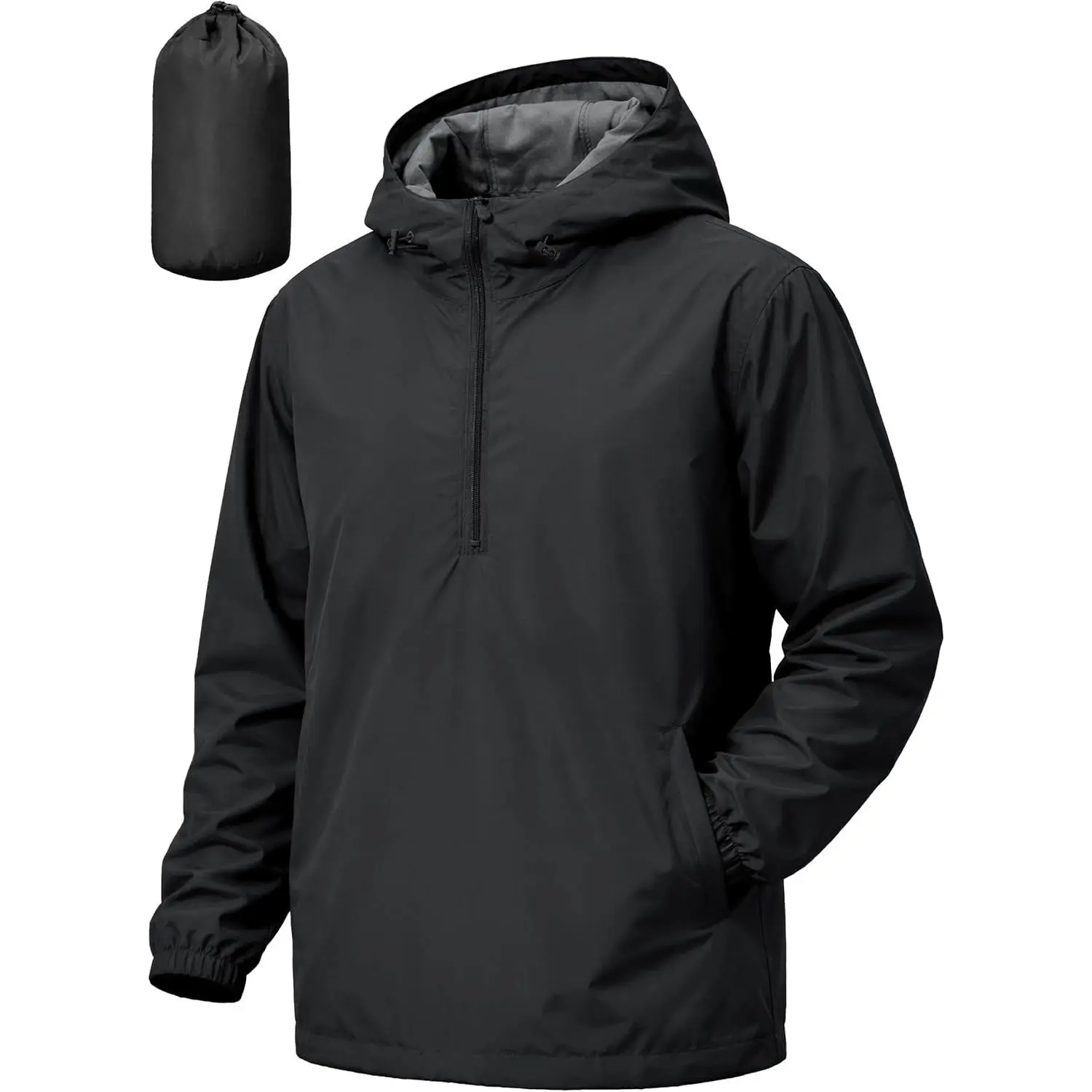 Men's Waterproof Pullover Rain Jacket - Lightweight Packable Windbreaker for Cycling, Running, Hiking & Golf(Gift)