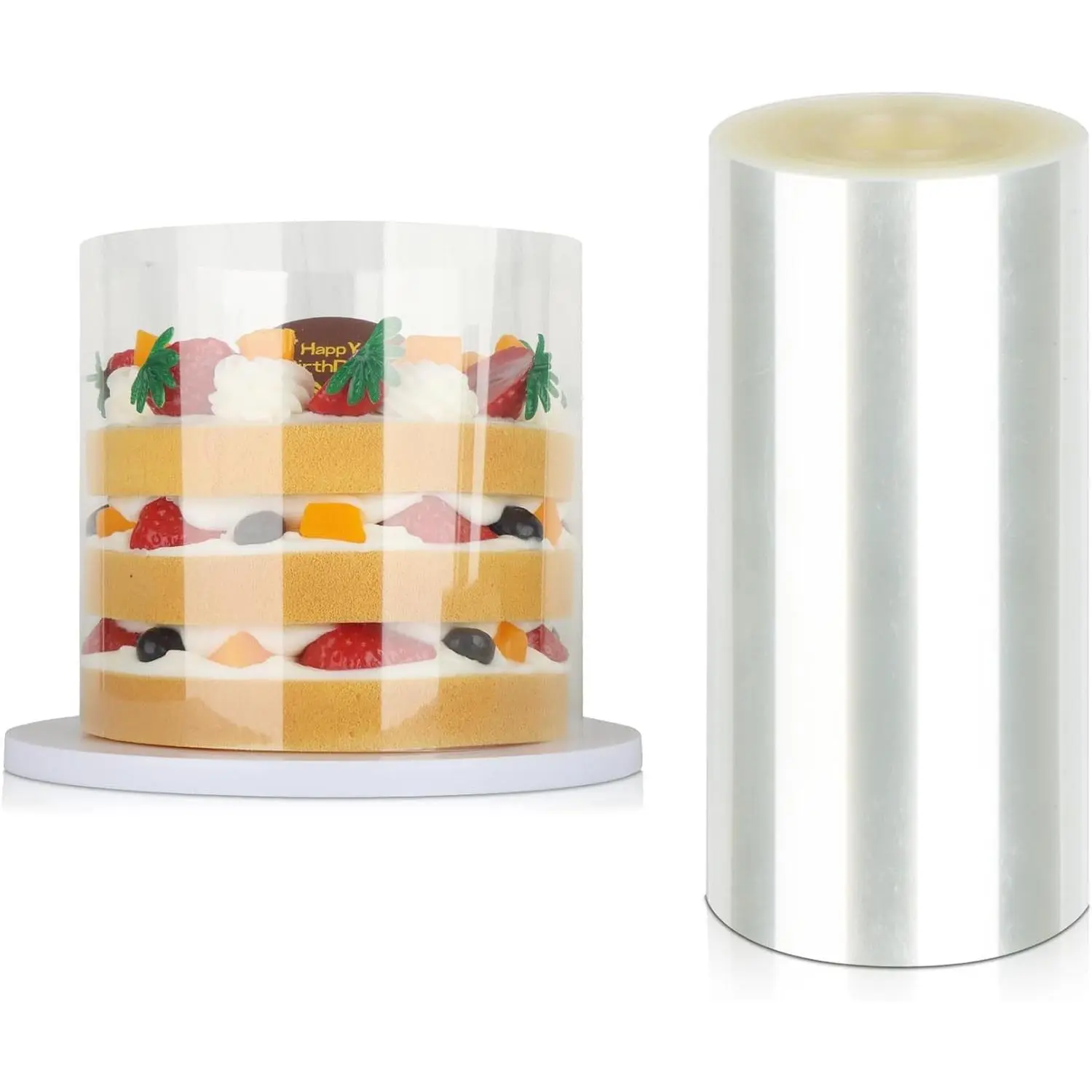 Cake Collar - 4 x 394inch/1 Roll-Transparent Acetate Cake Roll, Professional Acetate Sheets for Baking, Elegant Cake Wrapping, Edge Decorating.