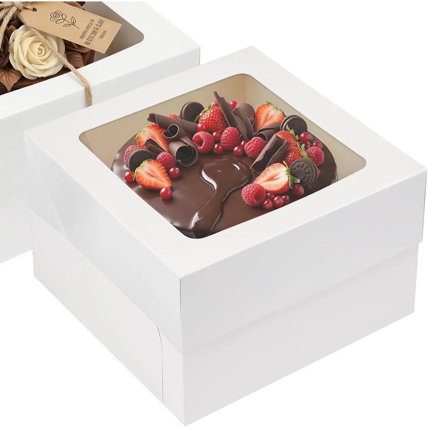 15 count Cake Boxes, 12x12x6 Inch Tall Bakery Boxes with Window