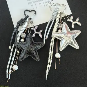 2026 New PU Leather Starfish Charm Keychain, Cute Braided Rope Design, Delicate Star Shaped Ornament, Multifunctional Fashion Accessory For Phone Straps, Handbag Decoration And Daily Matching