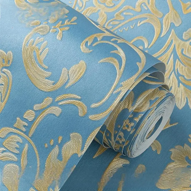 Self-Adhesive Non-Woven Wallpaper, Modern Minimalist European Style, 3D Luxury Embossed Floral Wallpaper, 20.86x118.11 Inches, Bedroom Living Room TV Background