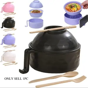Microwave Safe Ramen Bowl Set with Chopsticks, Lid, and Handle, Portable Noodle Bowl Kit for Home, Office, Dorm, Dishwasher Safe