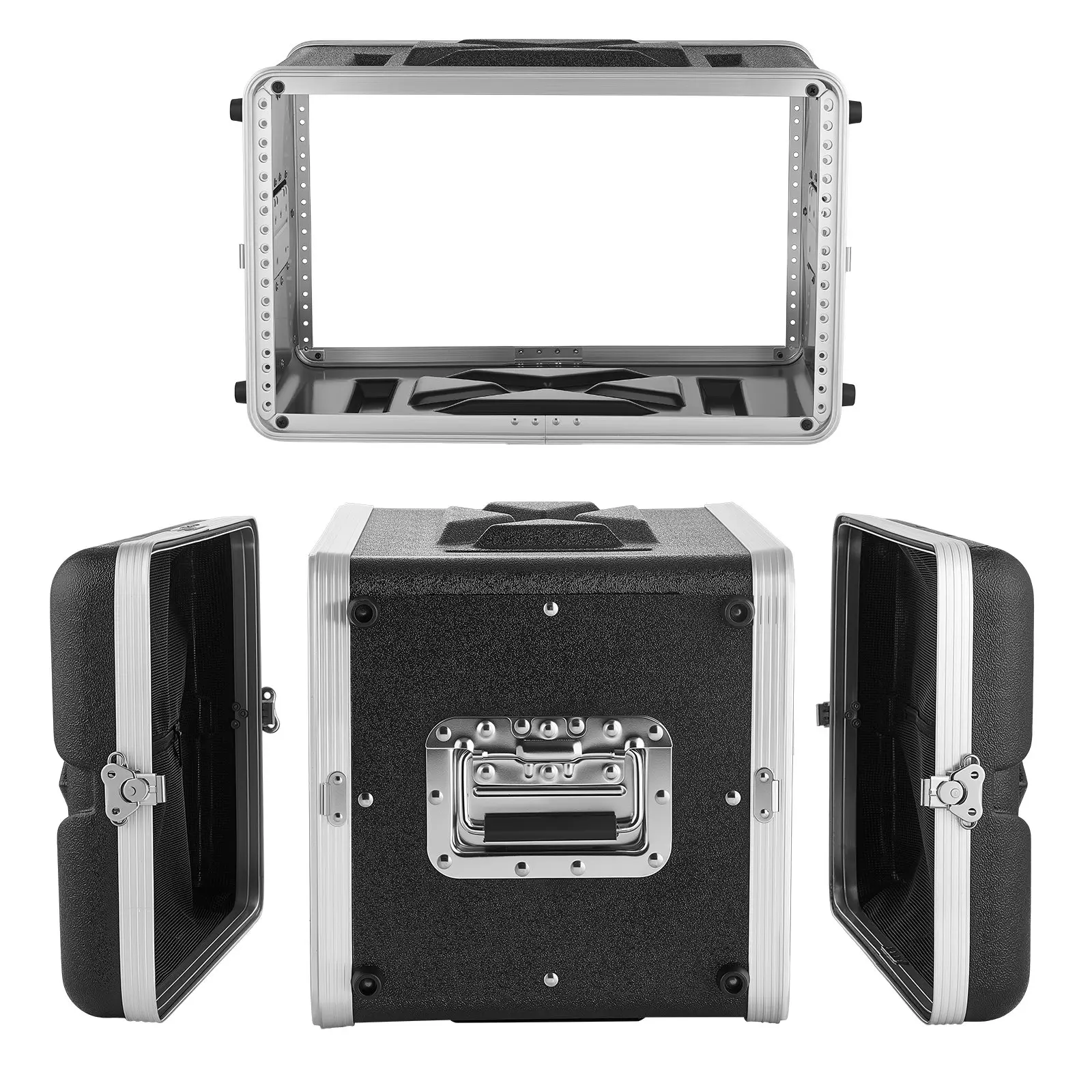 VEVOR 6U Rack Case, 14 in Depth, Server Rack Cabinet Shallow with ABS Construction, Recessed Twist Latches, Detachable Front & Back Cover, Easy Installation, for Amplifier, 11.4 in Internal Depth