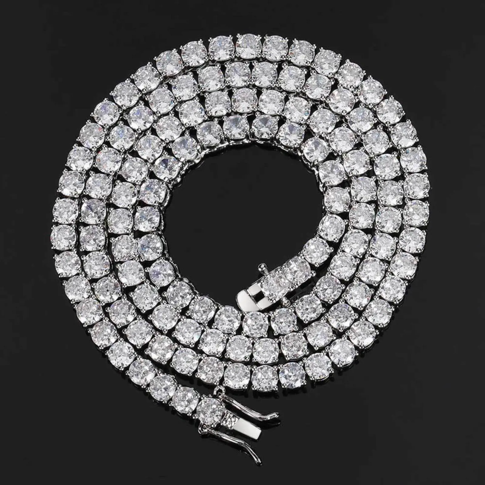 Sterling Silver Double Lock Moissanite Tennis Necklace D VVS1 Diamond with GRA Certificates Neck Chain Fine Jewelry