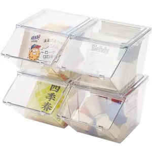 4 Pack Stackable Acrylic Tea Bag Organizer with Lid, Coffee Pod K Cup Holder Desk Storage Box