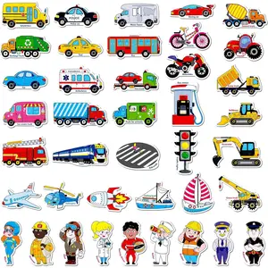 40 PCS Vehicle Magnets, Vehicles and Professions Fridge Magnets for Kids-Common Vehicles, Airplane, Boat & Occupations-Magnetic Transport Refrigerator Decors Educational Learning Toys for Toddlersfidget toys