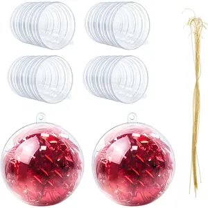 20 Pcs 80mm Clear Plastic Fillable Christmas Ball Ornaments - 3.15'' DIY Craft Ornaments Shatterproof Xmas Tree Hanging Balls Decorations for Holiday Wedding Birthday Christmas Decor