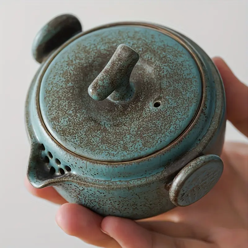 Portable Japanese Outdoor Tea Set for Travel, Includes Small Teapot and Two Ceramic Cups, Perfect for On-The-Go Tea Lovers