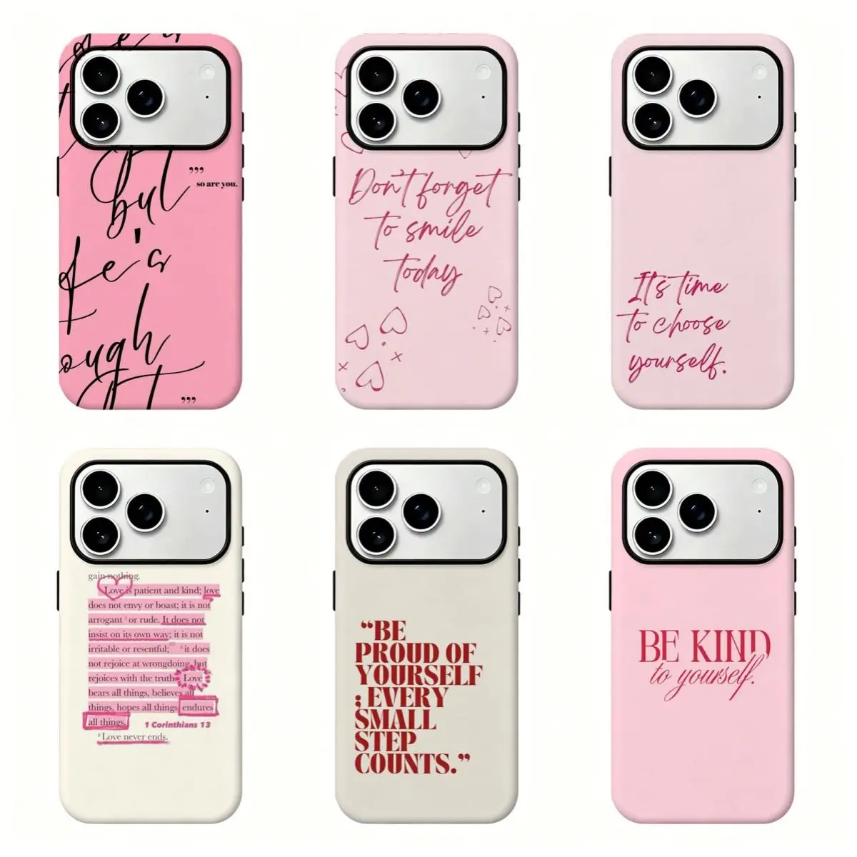 Soft Pink Self Love Positive Quote Phone Case, Minimal Girly Aesthetic Motivational Text Case Cover For iPhone 17 Pro Max 16 15 14 13 12 11 for Samsung S21 S22 S23 S24 S25 Phone Case,Perfect Gift for Women