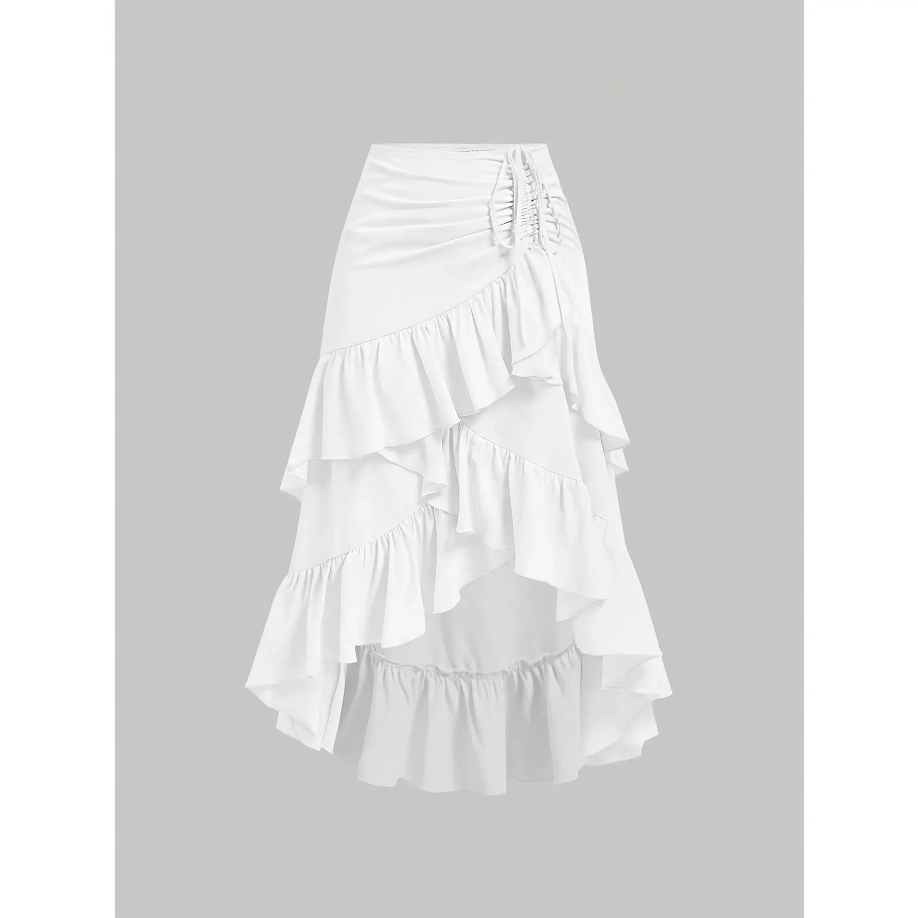 New Fashion Asymmetrical Pleated Hem Design Multi-layered Women's Skirt