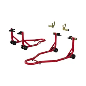 Heavy Duty Motorcycle Stand Lift for Rear Wheels – 450 lbs Capacity – Adjustable U+L Swingarm Spool – Maintenance Rack – Black or Red