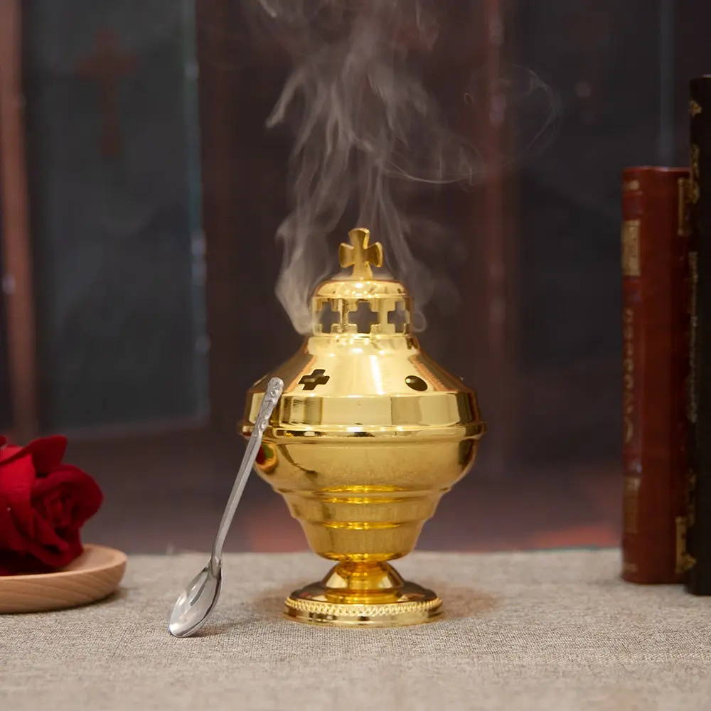 Russian Orthodox Alloy Mass Kit, Mini Ciborium and Incense Burner with Spoon, Perfect for Priest Believer Church Home Altar Prayer Ceremony