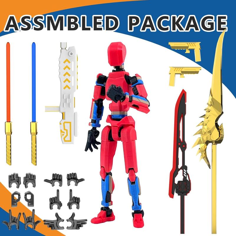5-Piece T13 Pre-Assembled Action Figure Set, Multi-Color Titan 13 Mecha Models with Laser Saber Accessories, 3D Printed Craftsmanship, Including the Full Collection of Lucky 13, Robo 13 & Nova 13 Figures, Perfect for Gifting & Party Favors