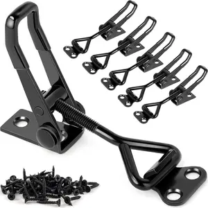 6-Pack Adjustable Toggle Latch Clamps, Upgraded 4001-330Lbs Holding Capacity Black Metal Quick-Release Hasp Pull Latches Catch for Smoker Door, Tool Box, Jig
