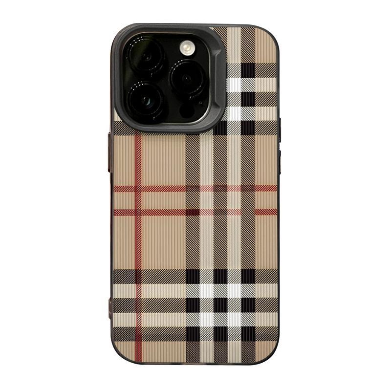 Creative Simple Plaid Frosted Shockproof Durable Smartphone Cover, Drop-Resistant Protection for iPhone 15/14 Pro Max/13 Pro/12/11, Handheld Device Accessories