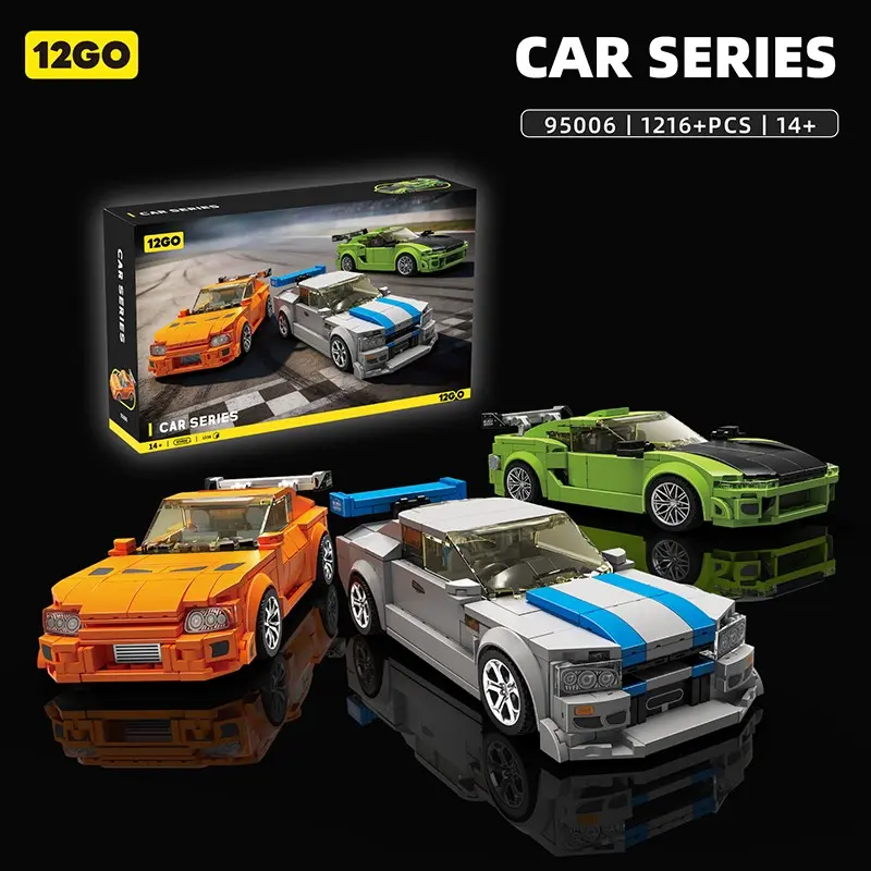 Vintage Car Model Building Blocks Set, 1216pcs Mrx-7 Fd3s Skyline Gt-R Eclipse, Unisex Toy for Boys, Home Desk Decor, Best Birthday Gift