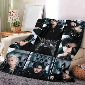 South Korean SKZ Member Unique Style Flannel Blanket Unisex Ultra Soft Warm Cozy HD Print Throw Blankets Cooling Blankets Cooling Blanket Duvet Bedding Bed Accessories Comforter Set Bed Sheets for Sofa Movie Couch Napping Camping Birthday Christmas Home D