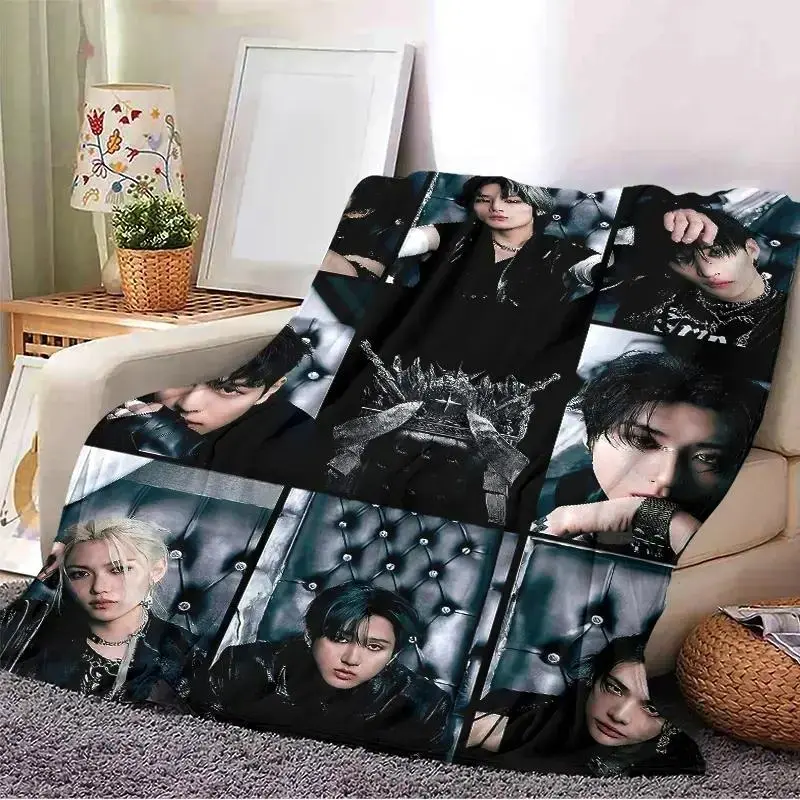 South Korean SKZ Member Unique Style Flannel Throw Blankets Cooling Blankets Cooling Blanket Duvet Bedding Bed Accessories Comforter Set Unisex Ultra Soft Warm Cozy HD Print Multi Purpose Blanket for Sofa Movie Couch Napping Camping Bedroom Home Decor Bir