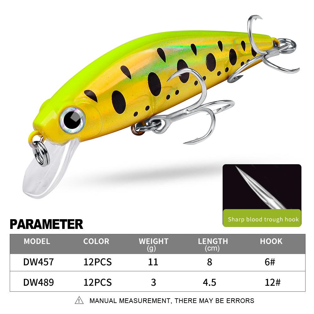Minnow Sinking Fishing Lure 8cm 11g & 4.5cm 3g Hard Plastic Bionic Lures DW457 DW48 Long Cast Bass Trout Freshwater Fishing Tackle