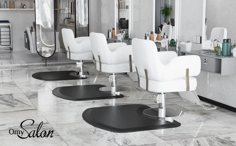 OmySalon Salon Mat for Hair Stylist Anti Fatigue, Thick Barber Chair Mats with Round Cutout Hair Salon Mats for Hairdresser Standing, Barbershop Beauty Spa Hairdressing Equipment