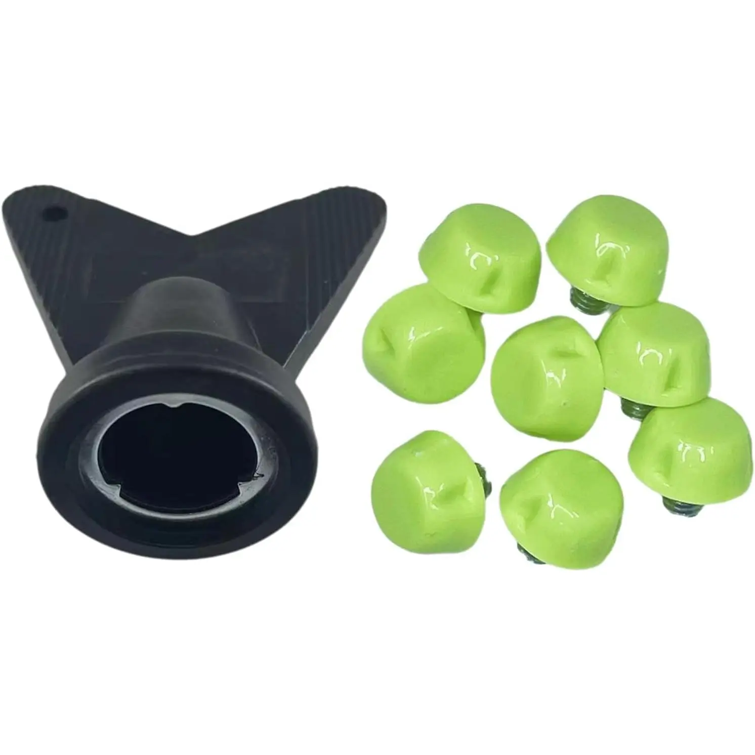 12Pcs Plastic Football Studs Set 7mm Soccer Golf Shoe Spikes Replacements with Wrench for Outdoor Athletic Training on Firm Surfaces Green