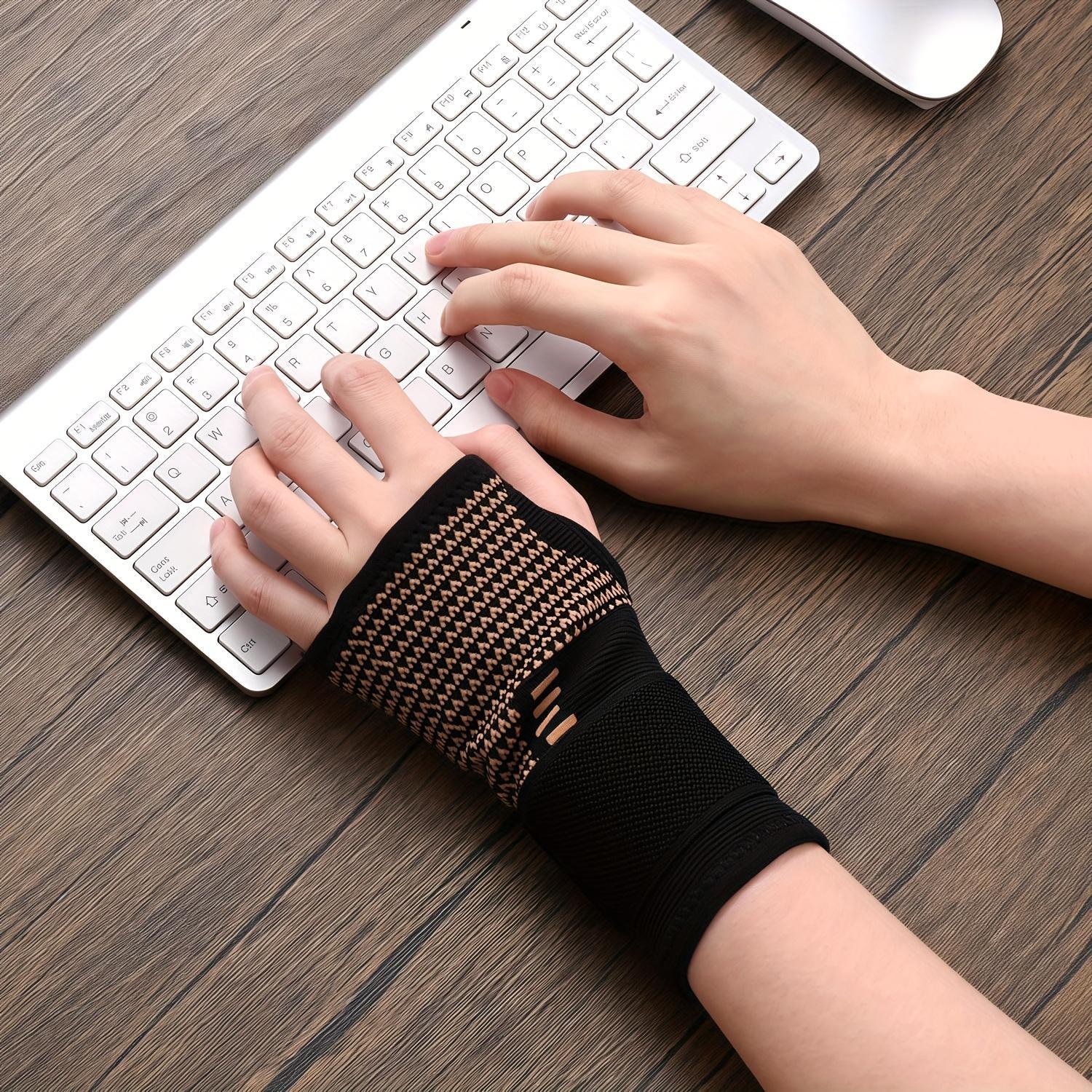 2-Pack Copper Fiber Wrist Compression Gloves, Adjustable Breathable Mesh Wrist & Hand Support for Men & Women, Ideal for Sports & Daily Wear