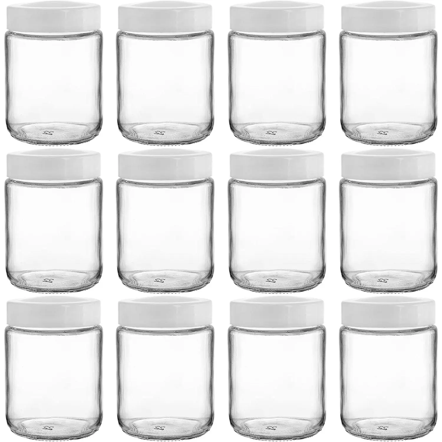 12 Pack Glass Mason Jars, 8 oz Regular Mouth Small Glass Canning Jars Storage Containers with Airtight  for Jelly, Jam, Honey, Beans, Pickles, , Yogurt,  Storage