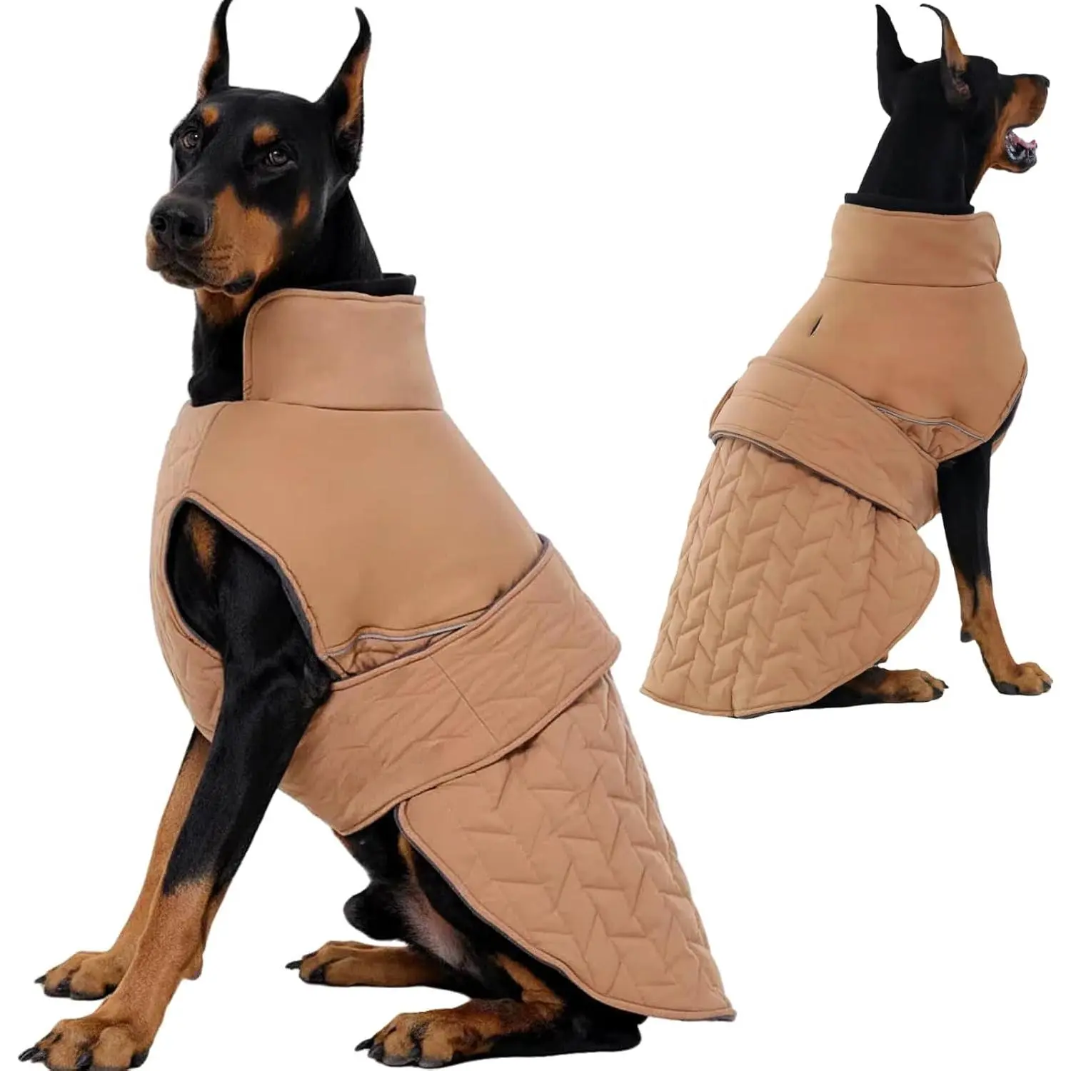 Upgraded Classic Quilted  Fit  Winter Coat,  & Lightweight Coats for Medium Dogs, Easy  & Off  Jacket Adjustable, 2-Layer Warmth Thick Fabric  Clothes for Bulldog(Khaki, M)