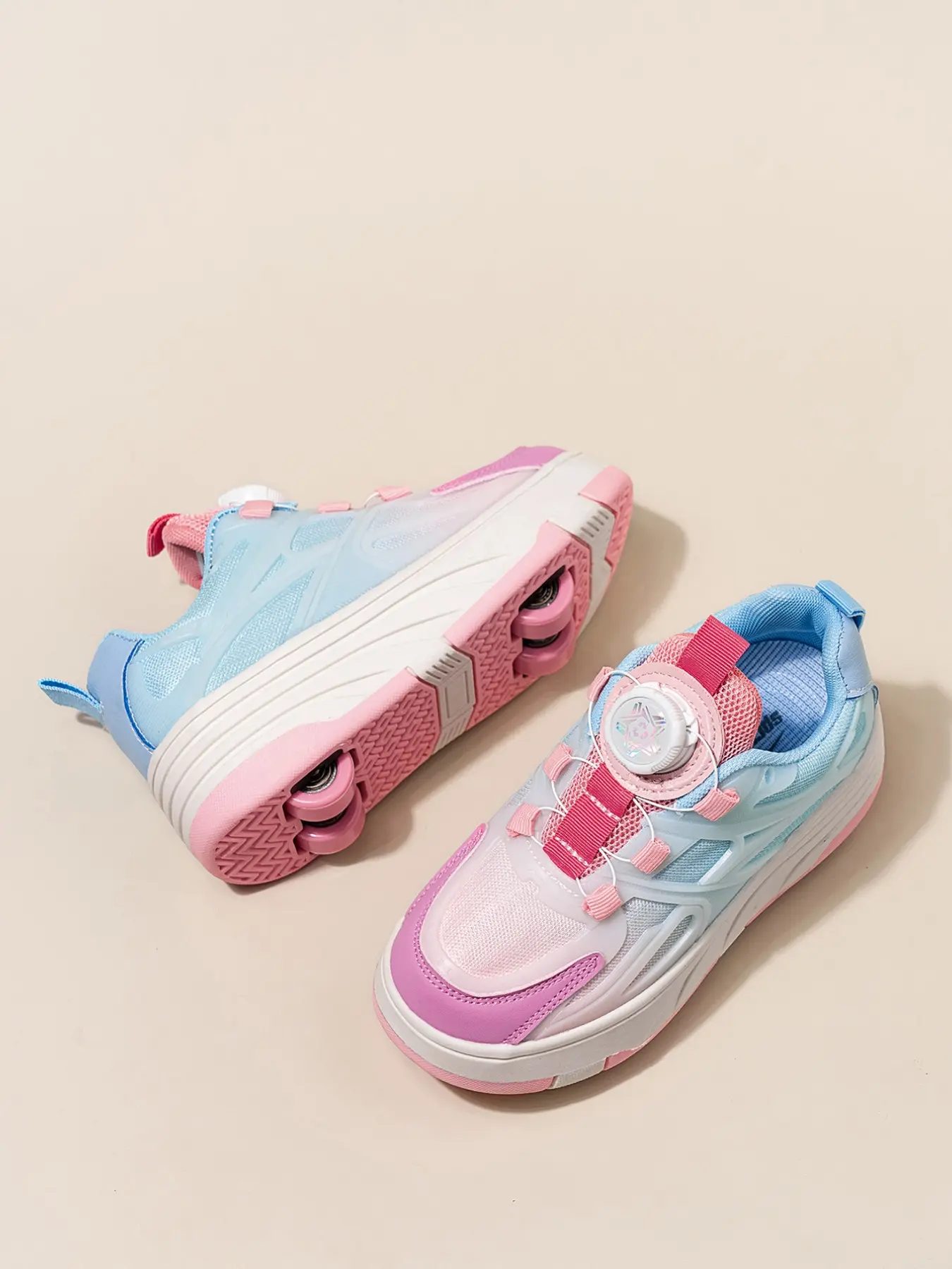 Four-Wheel Detachable Roller Skates, Lightweight Breathable PU & Tpr Material, Laces Closure, Outdoor Sports, All Seasons, Boys and Girls