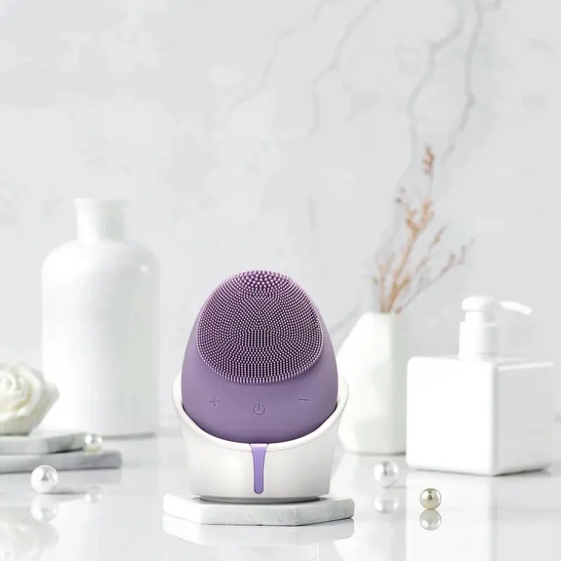 Ultrasonic Silicone Facial Cleansing Brush - 3.9V Rechargeable USB Electric Device, 120g Weight, 2 Hours Charge, IPX6 Waterproof, Gentle Exfoliating, Abs, Firming, Blemish Clearing, Makeup Removal, Portable High-Quality Bathing Accessory