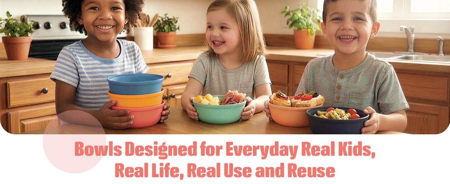 Plastic Bowls Set of 6 – 15oz Multipurpose Deep Salad & Pasta Bowls, Stackable Kitchen Bowls for Home, Kids & Parties, BPA-Free Food Grade, Assorted Cute Colors