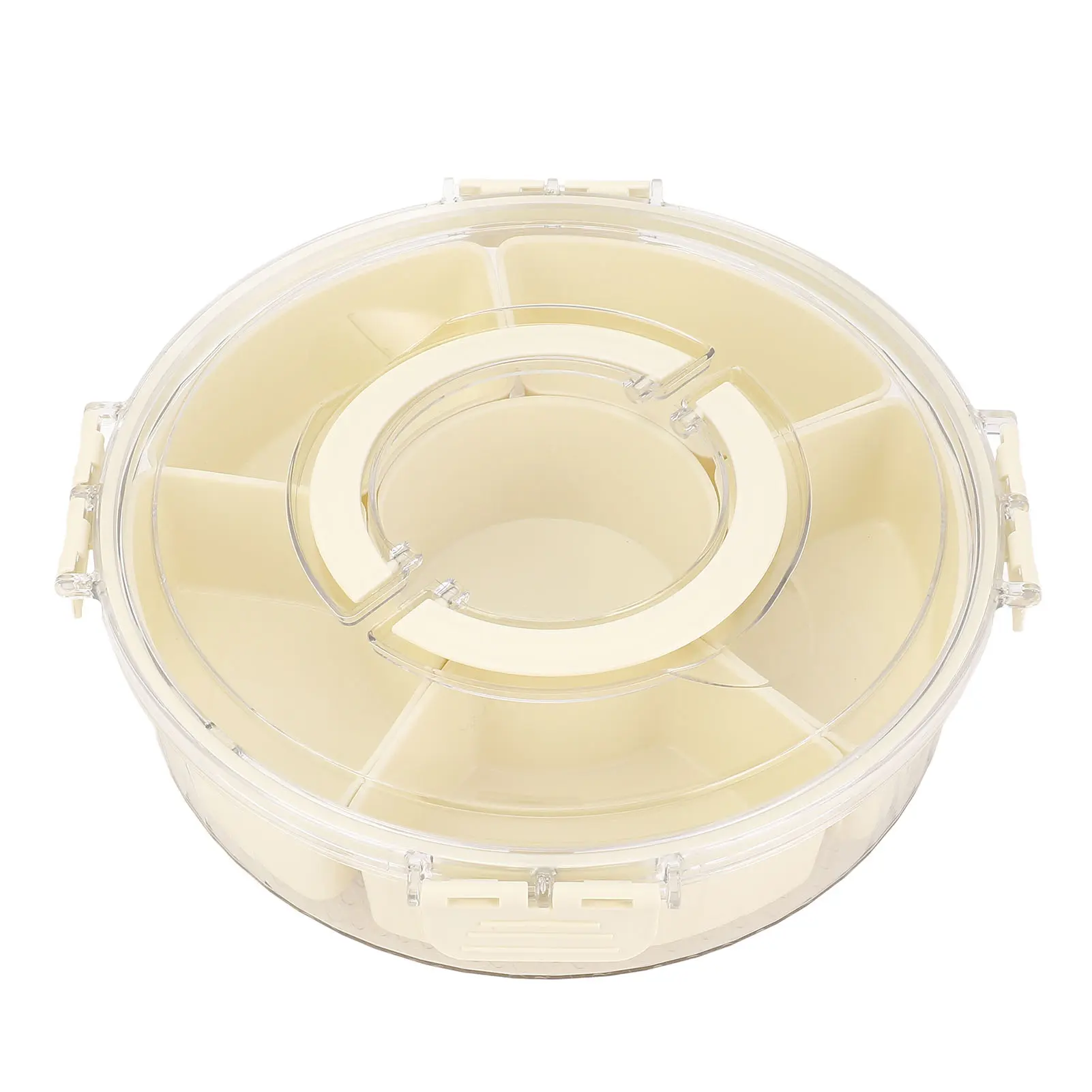 360° Rotating Divider Tray 6 Compartments Compact Sealed Snack Tray Divided Serving Tray for Road Trips Picnics