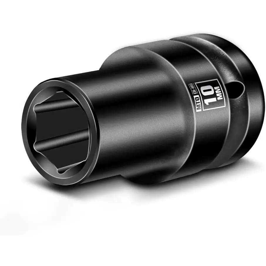 1/2" Drive 10mm Shallow  Socket, 6-Point Metric Socket, CR-MO Steel & Anti- Coating for Tight Spaces and Heavy-Duty Tasks