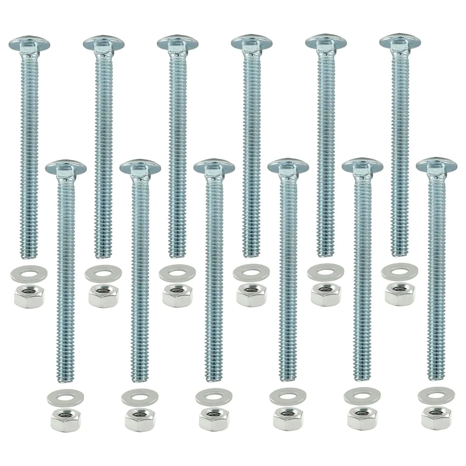 1/4-20 x 3 Inch Carriage Bolt Kit 12 Sets with Nuts Washers | Galvanized Carbon Steel Rust-Proof, Square  Anti-Turn Design, Deep Threads Firm Fastening, Nuts Washers Included