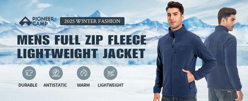 Pioneer Camp Men's Lightweight Polar Fleece Jacket Full Zip Antistatic Casual Coat Soft Warm Outwear with Zipper Pockets Pioneer Camp Men's Lightweight Polar Fleece Jacket Full Zip Antistatic Casual Coat Soft Warm Outwear with Zipper Pockets