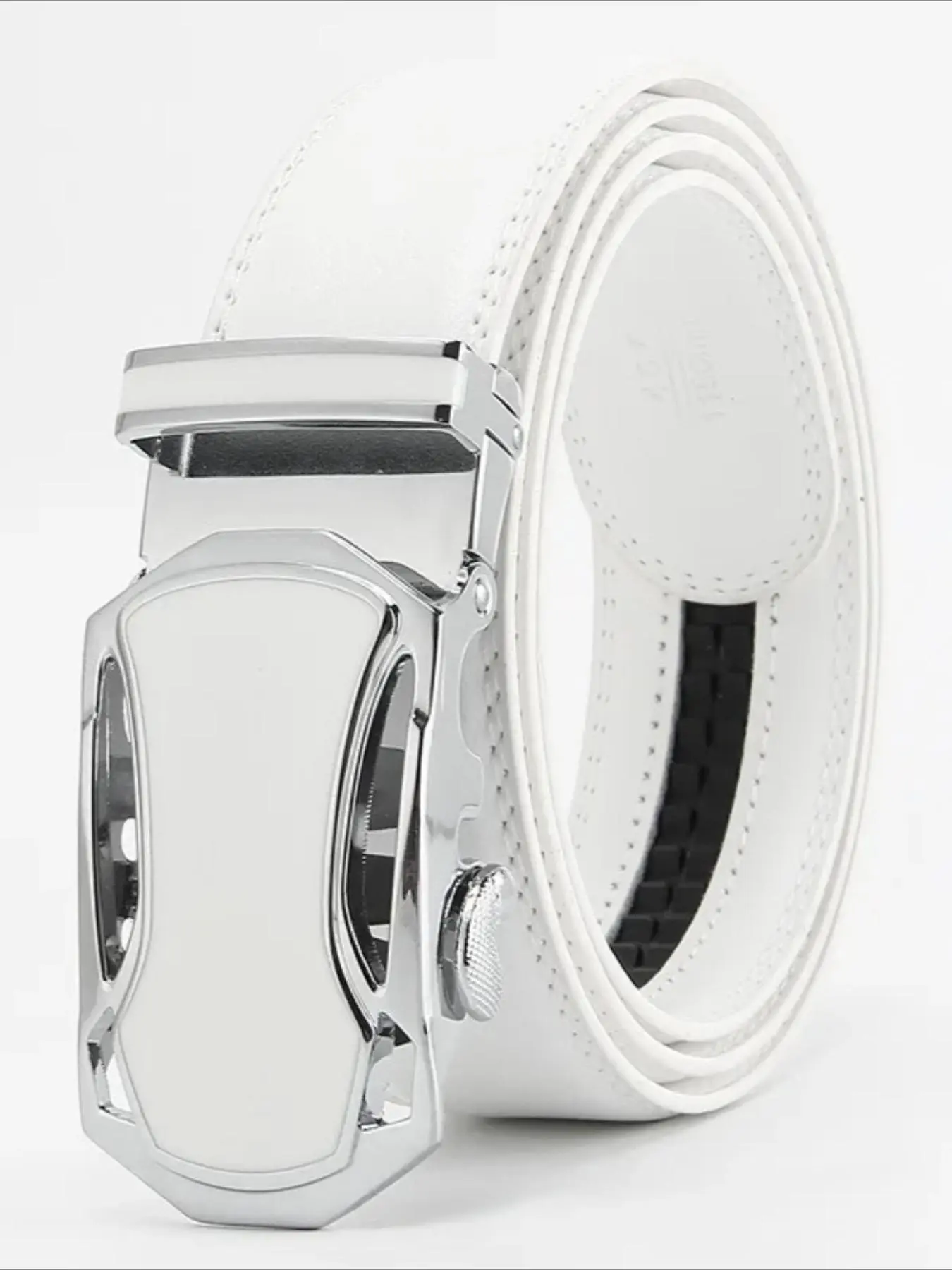 Unisex White Color Elegant Men Women Automatic Buckle Belt Luxury Brand Designer High Quality Belts Famous Business Fashion Belt Easy Adjustable Belt Belt With Buckle