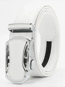 Unisex White Color Elegant Men Women Automatic Buckle Belt Luxury Brand Designer High Quality Belts Famous Business
