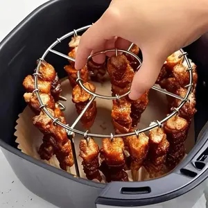 24Pcs Stainless Steel Vertical Kebab Rack, Round Hanging Skewer Rack for Air Fryer & Oven, Air Fryer Accessories