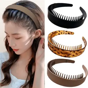 3pcs Minimalist Non-Slip Toothed Wide-Brimmed Headband Versatile Hair Additions