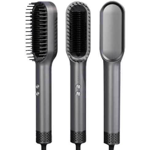Generic Negative Ions Hair Straightener Brush, 3D Comb Teeth Fast Heating 30 Seconds Salon Quality for Straight Curly Hair with 2 Hair Clamps 1 Cleaning Brush for Home Travel Gifts (Black Red)