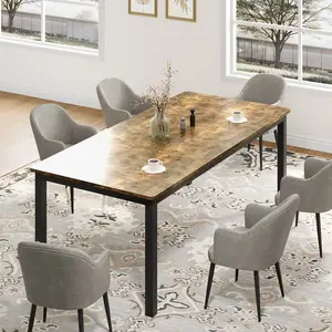 Industrial Dining Table for 6 – Spacious Rectangle Wood Table Surface – Robust Metal Legs – Multi-Use as Kitchen, Dining, or Workstation Desk