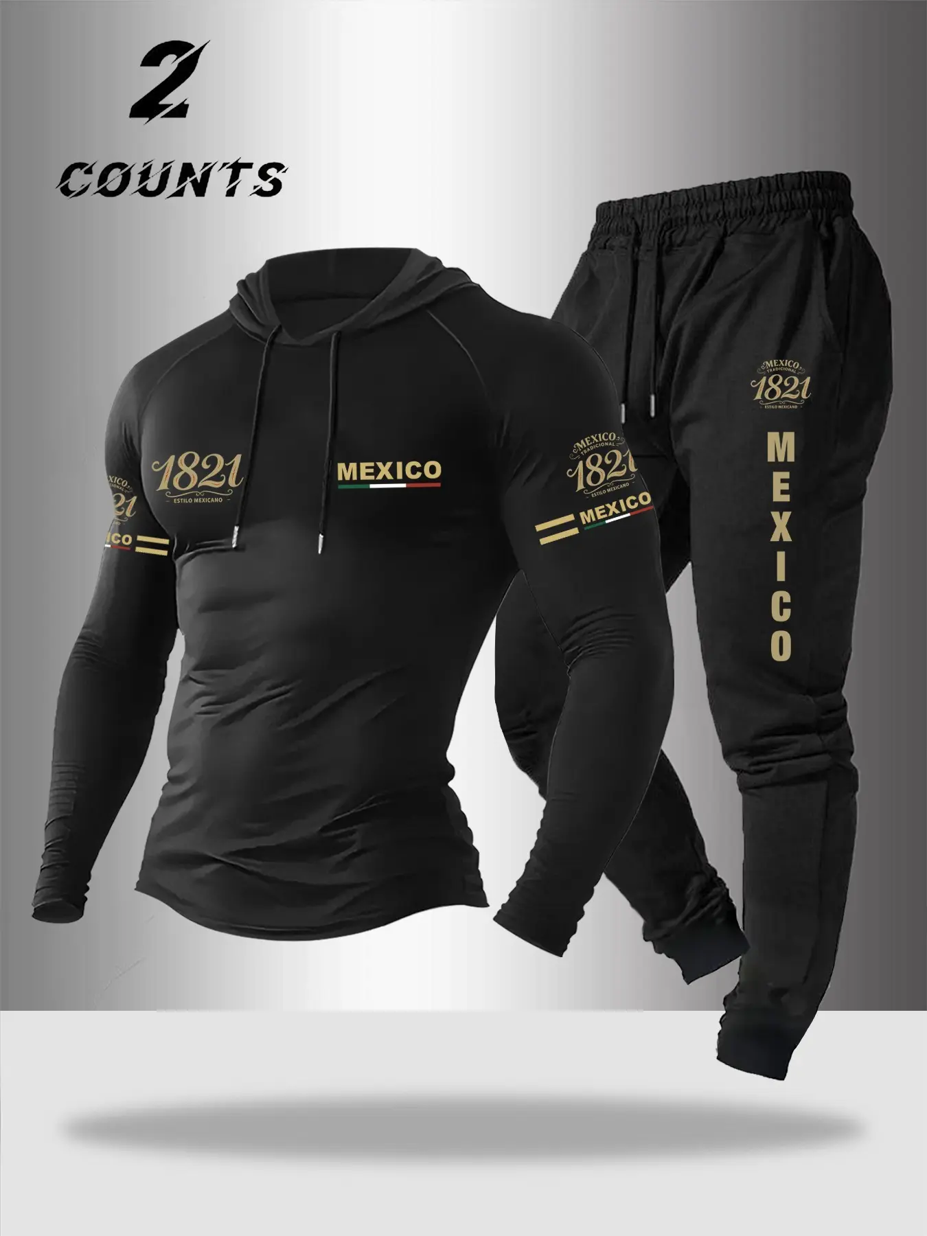 Men's Mexico Theme Sporty Casual Set, Casual Activewear Set, Casual Sportswear Set, Athleisure Street Fit, Street Style Workout, Ideal for Fitness and Daily Wear, Trendy and Comfortable