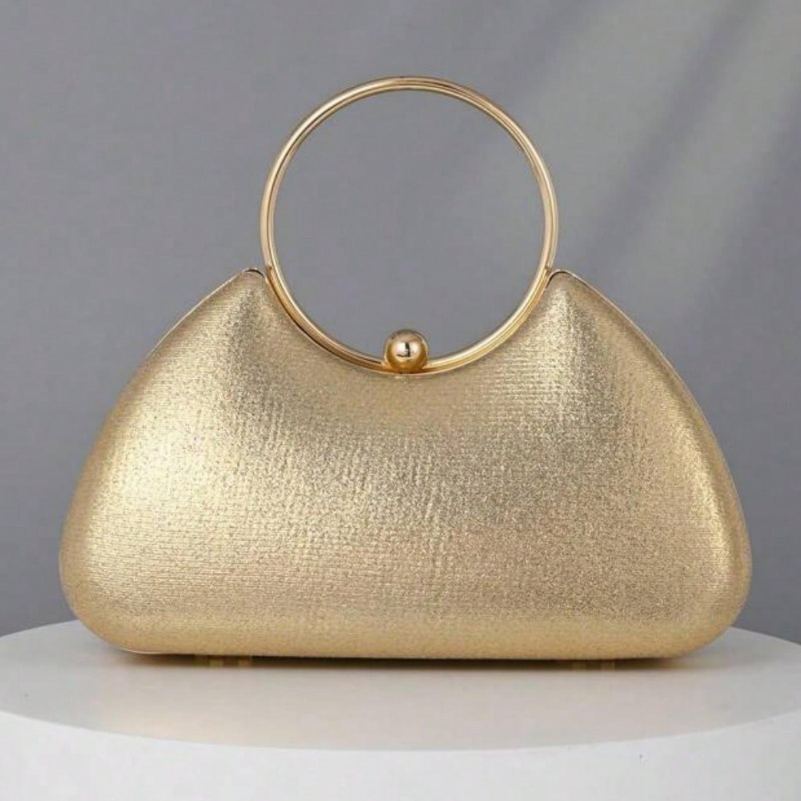 Casual Rhinestone Decor Clutch, Golden Purse Handbag Bucket Bag Evening Bag, Small Crossbody, Dinner Bag, Quiet Luxury Rhinestone Shoulder Bag for Party Girl, Exquisite Woman, Bride Dinner/Banquet Christmas Party Dress
