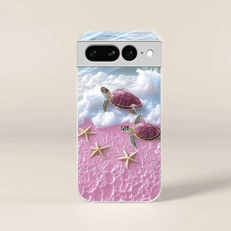 Compatible with Pixel 7 Pro ,Transparent Bumper Phone Case, Tropical Island & Ocean Pattern for Daily Use HNL0036