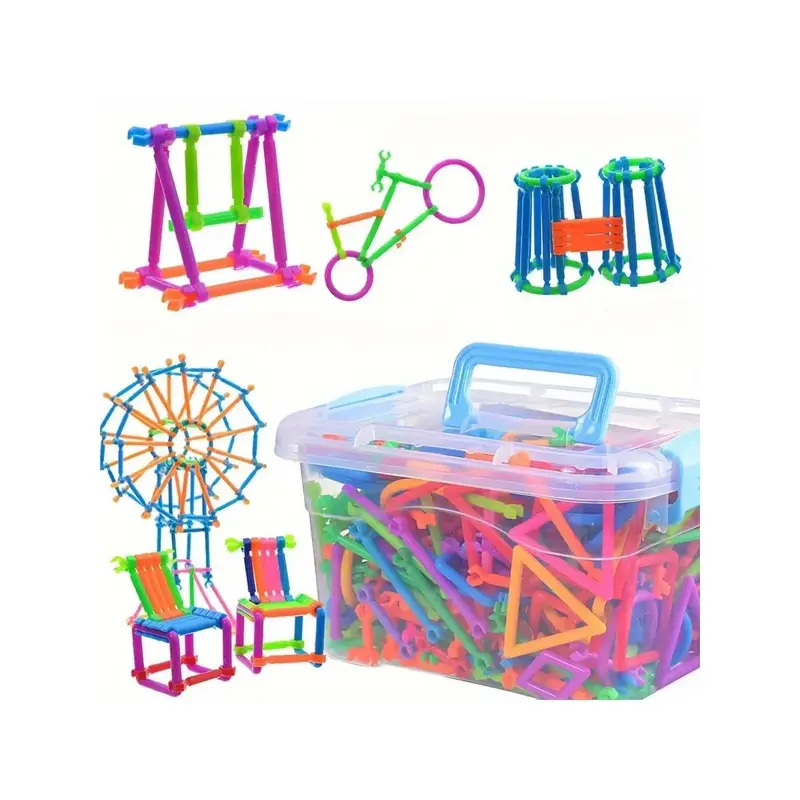 100/200pcs STEM Magic Wand Interlocking Plastic Building Blocks Set - Teens' Creative Building Kit, Engineering Toy, Rebuildable Multicolor Shapes, Ideal Birthday/Holiday Gifts, Creative Building Set