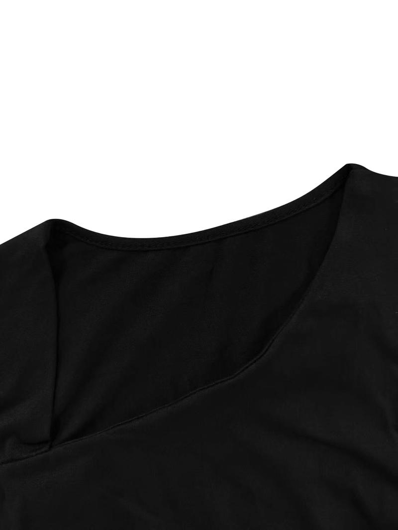 Women's Plain Asymmetrical Neck Tank Top, Elegant Sleeveless Top for Daily Wear, Ladies Clothes for All Seasons, Asymmetrical Hem Sleeveless